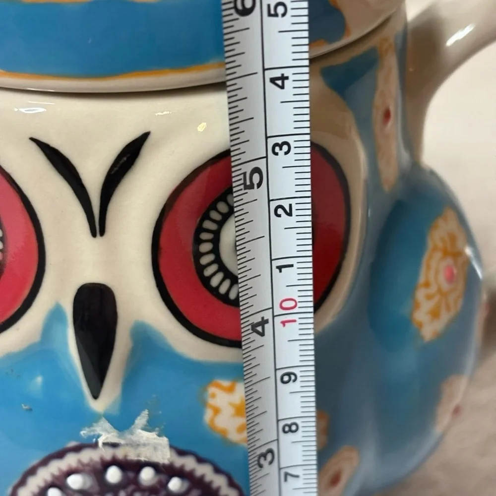 Vintage Ceramic Owl Teapot Hand Painted and Enamled Pottery Tea Pot by Royal